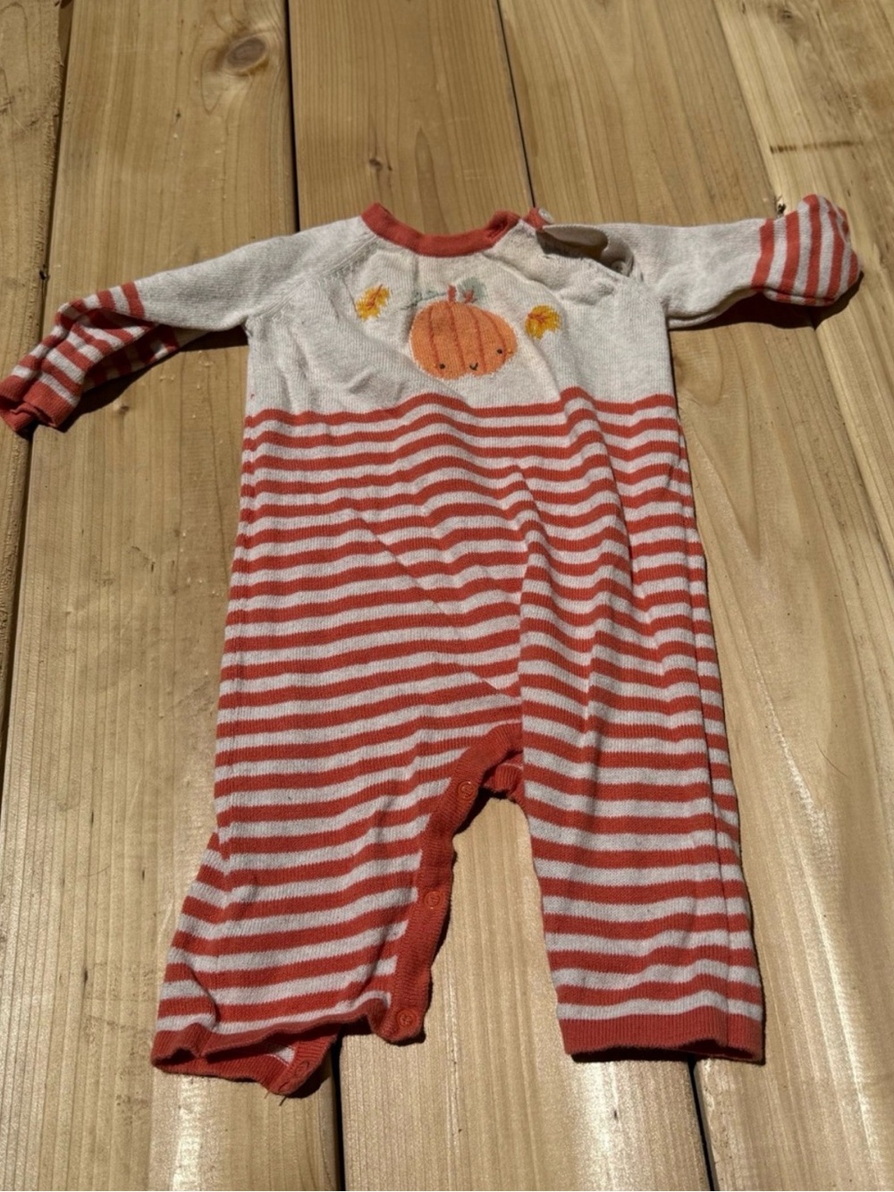 Angel Dear Orange & Cream Striped Pumpkin One-Piece